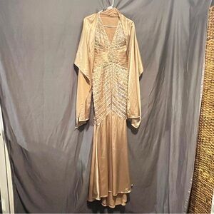 Champagne formal/ prom dress with holographic sequin design